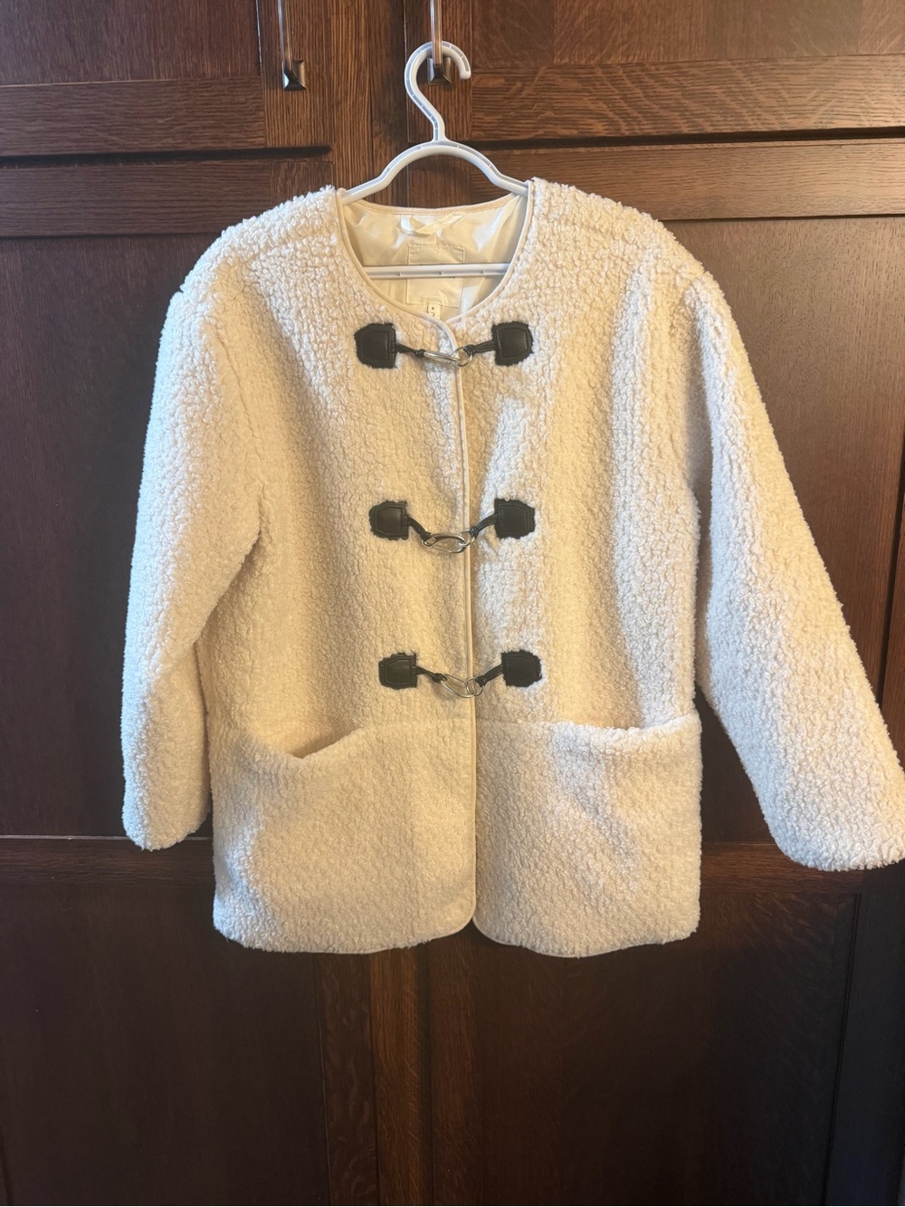 Avec Les Filles Cream Sherpa Toggle Coat